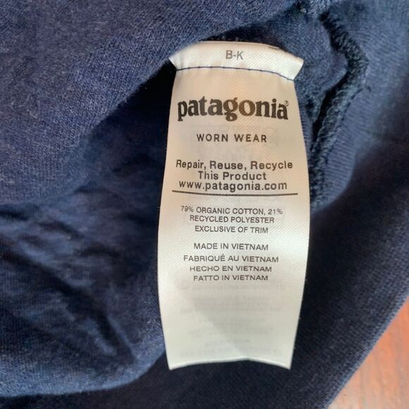 Patagonia Women's XS Cotton Quilt Snap-T Pullover Navy & Red Maker's Mark Logo - Picture 7 of 10